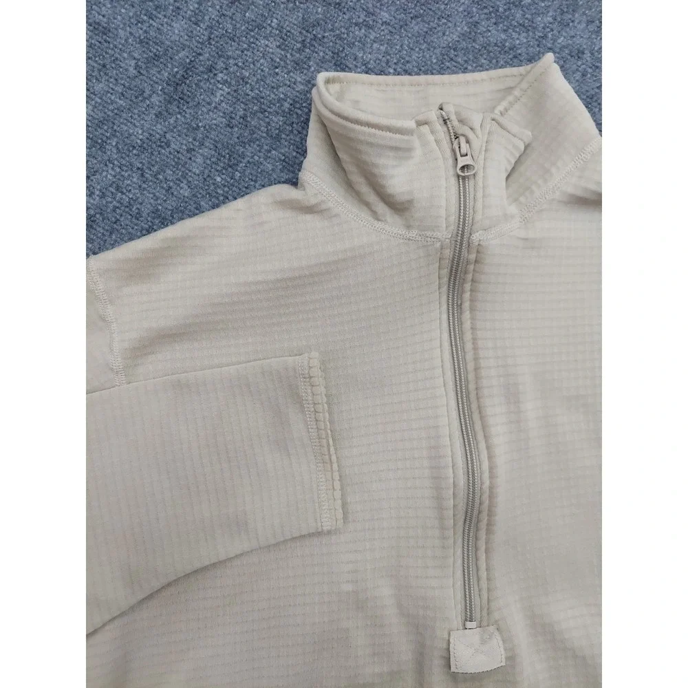 Military Cold Weather Shirt Men Large Long Tan GEN III Waffle Thumbhole 1/4 Zip